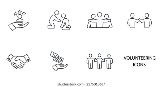 Volunteer Aid Assisstant icons set . Volunteer Aid Assisstant pack symbol vector elements for infographic web