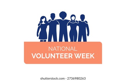 Volunteer appreciation concept design showing unity, care, and support through simple human icons and heart symbols.