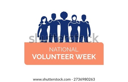 Volunteer appreciation concept design showing unity, care, and support through simple human icons and heart symbols.