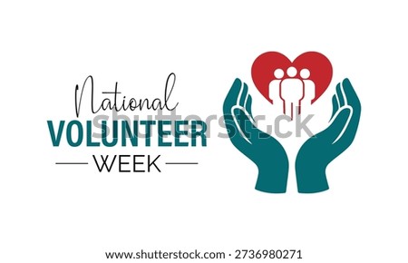 Volunteer appreciation concept design showing unity, care, and support through simple human icons and heart symbols.