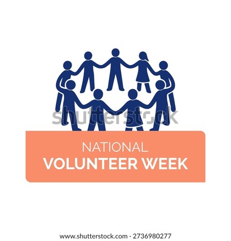 Volunteer appreciation concept design showing unity, care, and support through simple human icons and heart symbols.