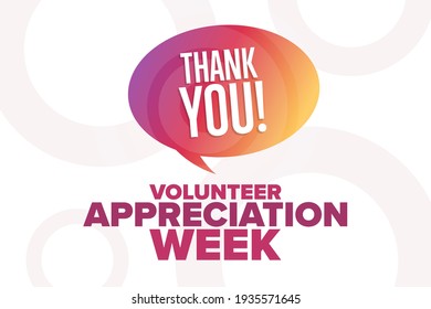 Volunteer Appreciation Week. Holiday Concept. Template For Background, Banner, Card, Poster With Text Inscription. Vector EPS10 Illustration