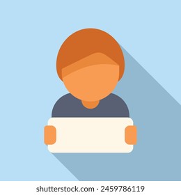 Volunteer with banner icon flat vector. Holding person. Service placard