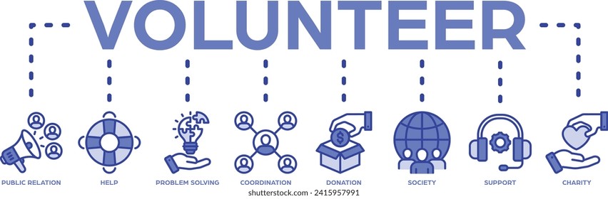 Volunteer banner web icon vector illustration concept