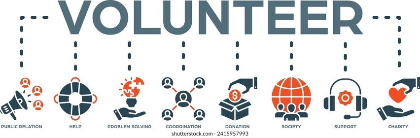 Volunteer banner web icon vector illustration concept