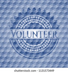 Volunteer blue emblem with geometric pattern.