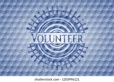 Volunteer blue emblem with geometric pattern.