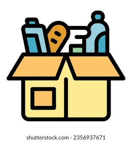 Volunteer box icon outline vector. World people. Global care color flat