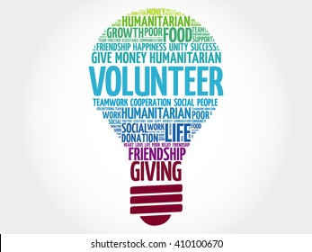 Volunteer bulb word cloud collage concept
