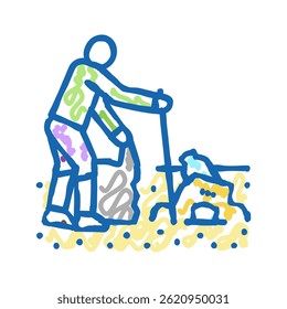 volunteer clean beach plastic doodle icon sketch vector. volunteer clean beach plastic sign. isolated symbol illustration