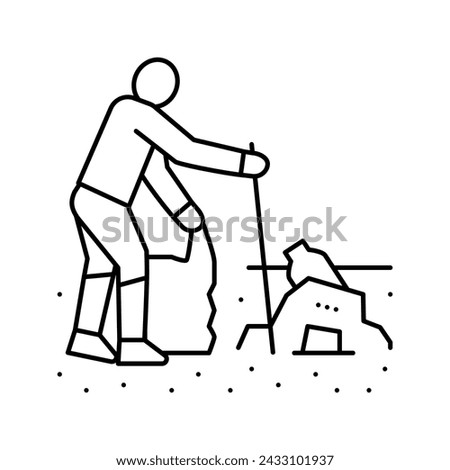 volunteer clean beach plastic line icon vector. volunteer clean beach plastic sign. isolated contour symbol black illustration