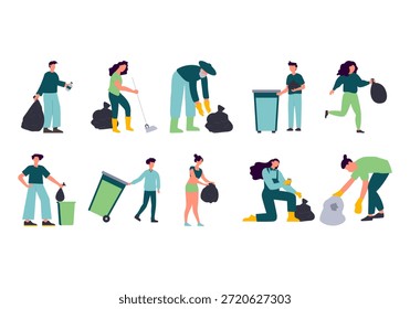 Ilustración de limpieza de basura voluntaria