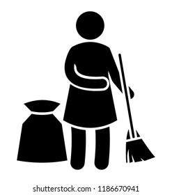 A volunteer is cleaning trash from the floor and putting it into bag