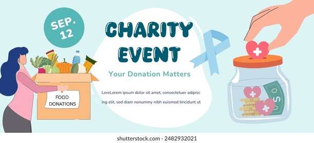 Volunteer Collecting and Donation for Charity. Community Support and Generosity Concept. Concept of generosity, charity and Help Others. Vector Illustrations