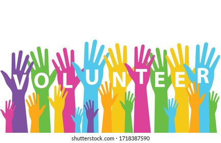 Volunteer Colorful Hands Background Concept Vector Stock Vector ...