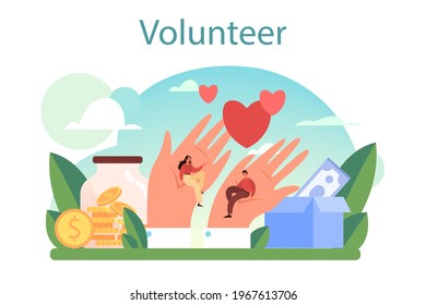 Volunteer concept. Charity community support old and disabled people,