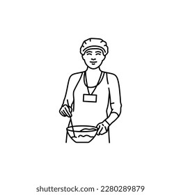 Volunteer cook black line icon. Pictogram for web page, mobile app, promo.