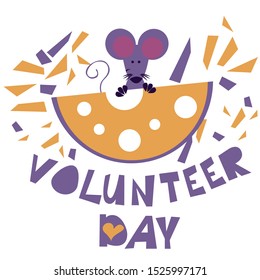 Volunteer day. Creative poster or banner. The concept in a cartoon style. Perfect for printing poster, card, brand.