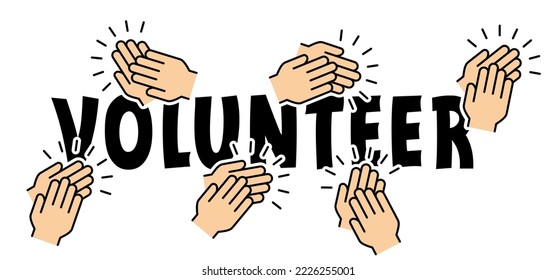 Volunteer day, december. International Volunteers. Vector banner. People, help, hand concept Human donation contribution Help wanted. Helpwanted mains. Handprint