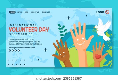Volunteer Day for Economic and Social Development Social Media Landing Page Cartoon Hand Drawn Templates Background Illustration