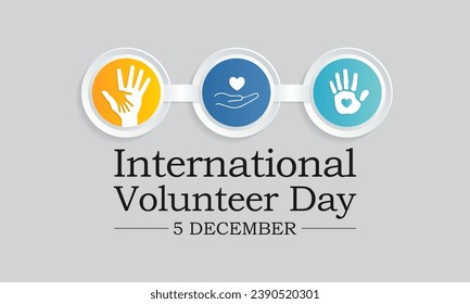 Volunteer day (IVD) is observed every year on December 5, to promote volunteering and recognize their contributions to the achievement of the Sustainable Development Goals. Vector art