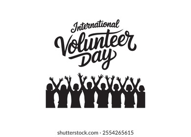 volunteer day vector typography style silhouette 
