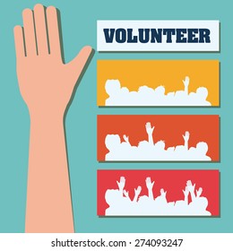 Volunteer design over blue background, vector illustration.