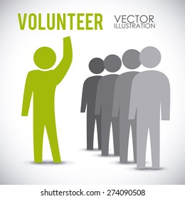 Volunteer design over white background, vector illustration.