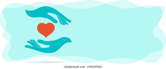 Volunteer donation or solidarity charity concept. Voluntary assistance and support service. Symbol hand giving and hand receiving. Organization of volunteers. Contribution