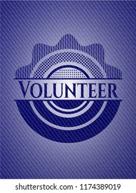 Volunteer emblem with denim high quality background