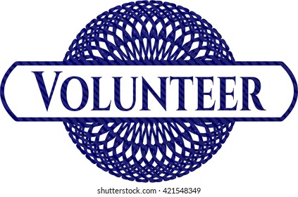 Volunteer emblem with denim high quality background