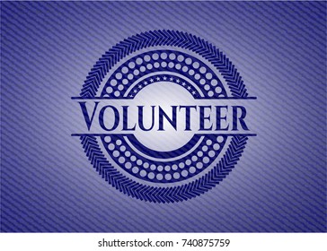 Volunteer emblem with denim high quality background