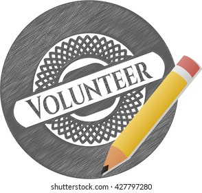 Volunteer emblem draw with pencil effect