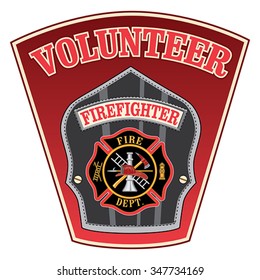 Volunteer Firefighter Shield is an illustration of a firefighterÃ¢Â?Â?s or firemanÃ¢Â?Â?s badge with a Maltese cross and firefighter tools logo inside of a shield shape.