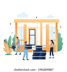 Volunteer flat vector illustration. teams help charities and share hope. Care, love and kind heart support the poor, the women, homeless and the elderly.