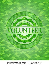 Volunteer green emblem with mosaic background