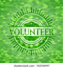 Volunteer green emblem with mosaic background
