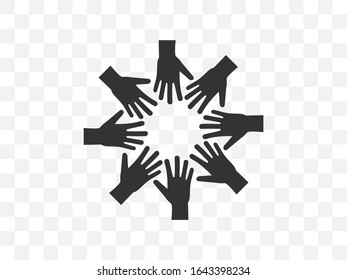 Icono de grupo de mano voluntario. Ilustración vectorial, diseño plano.