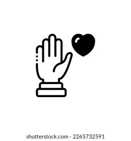 Volunteer hand holding heart vector illustration icon