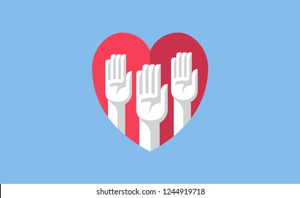 Volunteer hands in a heart illustration