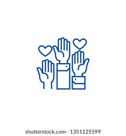 Volunteer Hands Line Icon Concept. Volunteer Hands Flat  Vector Symbol, Sign, Outline Illustration.