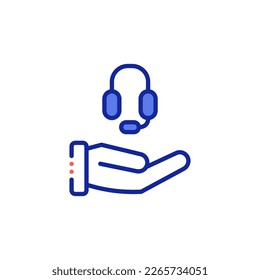 Manos voluntarias que apoyan el icono de ilustración vectorial de los adultos mayores