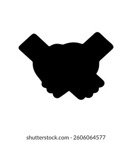 
Volunteer handshake silhouette icon vector flat design on white background.