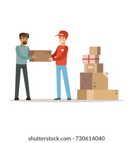 Volunteer helping refugee man, war victims concept vector Illustration