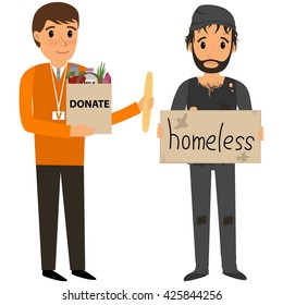 Volunteer Homeless Volunteers Helping Homeless Vector Stock Vector ...