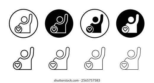 Volunteer icon Black and white outline vector