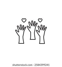 Volunteer icon black and white vector outline sign