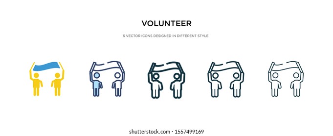 volunteer icon in different style vector illustration. two colored and black volunteer vector icons designed in filled, outline, line and stroke style can be used for web, mobile, ui