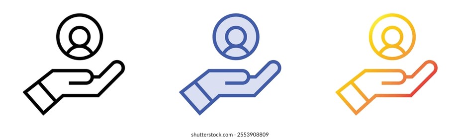 volunteer icon. Linear, Blue Fill and Gradient Style Design Isolated On White Background