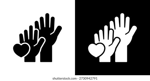 Conjunto de iconos de voluntarios. Diseño sólido limpio con las versiones claras y oscuras para el uso versátil